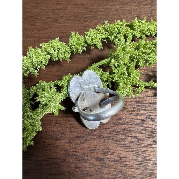 Sterling Silver Old Pawn Native American Green Turquoise Ring Size 5.5 - Picture 7 of 7